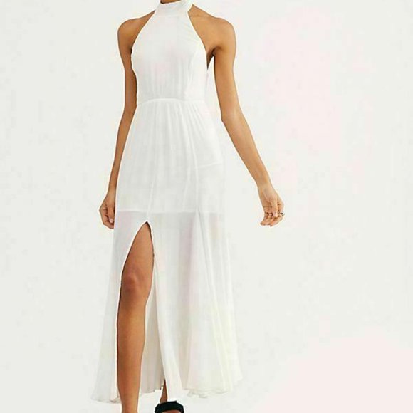 New Free People Zane Maxi Dress Sleeveless Halter - Picture 3 of 4